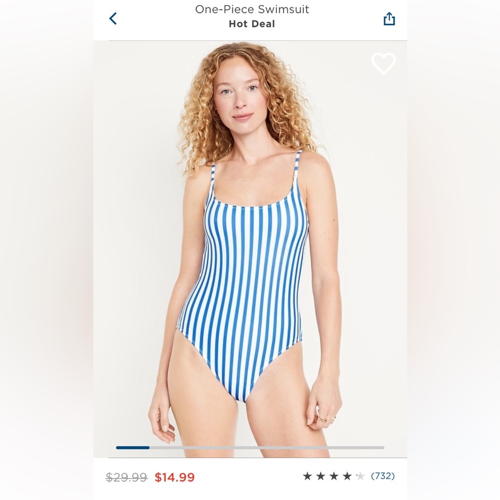 One-piece swimsuit old navy white and blue striped medium $30